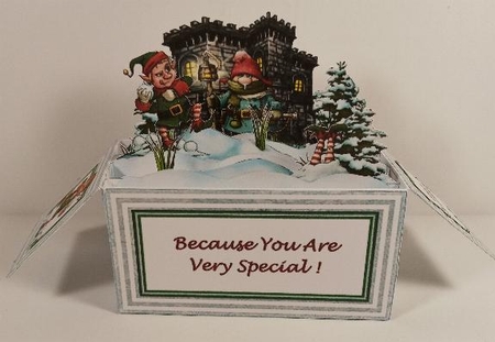Christmas Gnomes Box Card Kit With matching Envelope & Instructions by Linda Garnett