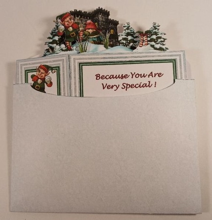 Christmas Gnomes Box Card Kit With matching Envelope & Instructions by Linda Garnett