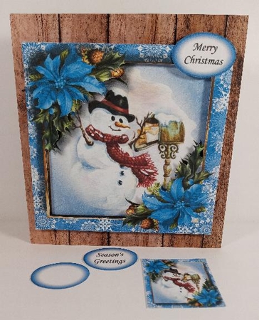 Vintage Watercolour Winter - Snowman & Letter Box 8x8 by Linda Garnett