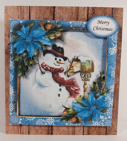 Vintage Watercolour Winter - Snowman & Letter Box 8x8 by Linda Garnett