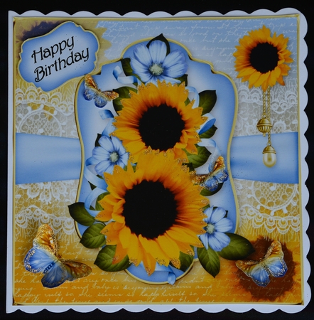 Sunflowers and Butteflies 2 by LINDA HAMMOND