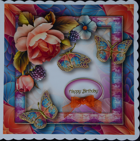 Art Nouveau Bright & Butterflies - Peach Rose by LINDA HAMMOND