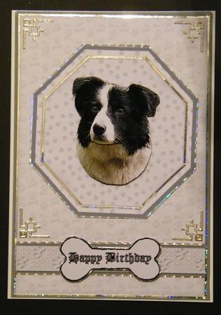 Border Collie Plate Shaped Card & Stand by LINDA HAMMOND