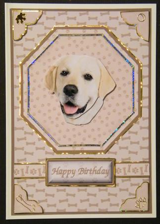 Golden Labrador Plate Shaped Card & Stand by LINDA HAMMOND