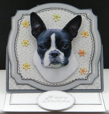 French Bulldog Plate Shaped Card & Stand by LINDA HAMMOND