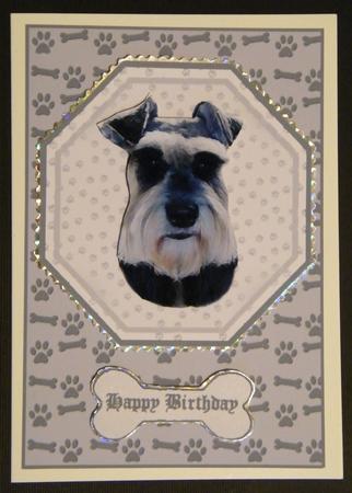 Miniature Schnauzer Plate Shaped Card & Stand by LINDA HAMMOND