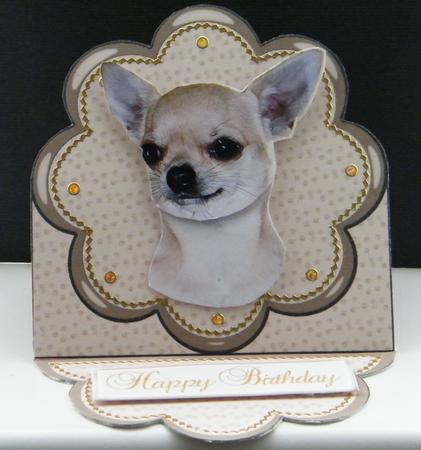 Chihuahua Shorthaired,plate Shaped Card & Stand by LINDA HAMMOND