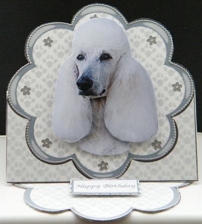 Standard Poodle Plate Shaped Card & Stand by LINDA HAMMOND