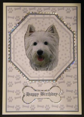 West Highland White Terrier 5 Plate Shaped Card & Stand by LINDA HAMMOND
