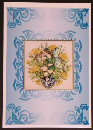 Art Deco Card Front in Aqua by LINDA HAMMOND