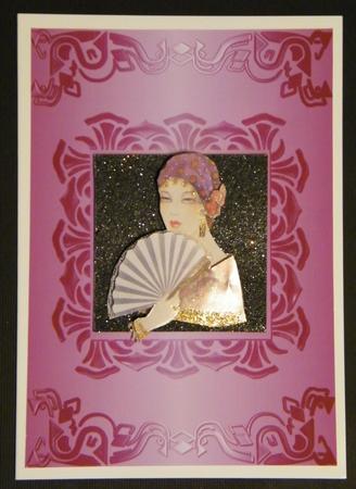 Art Deco Card Front in Dusky Pink by LINDA HAMMOND