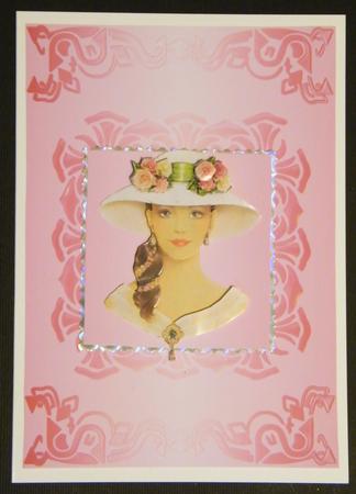 Art Deco Card Front in Pink by LINDA HAMMOND