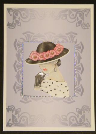Art Deco Card Front in Silver-grey by LINDA HAMMOND