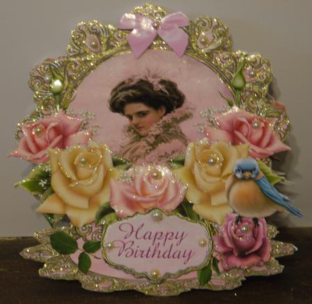 Vintage Pink Roses Shaped Card and Gift Card by LINDA HAMMOND