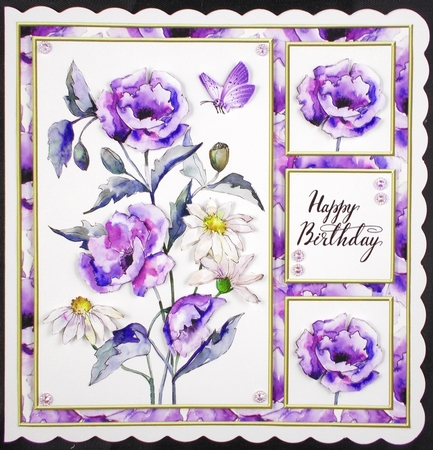 Purple Poppies Card Four by Linda Short