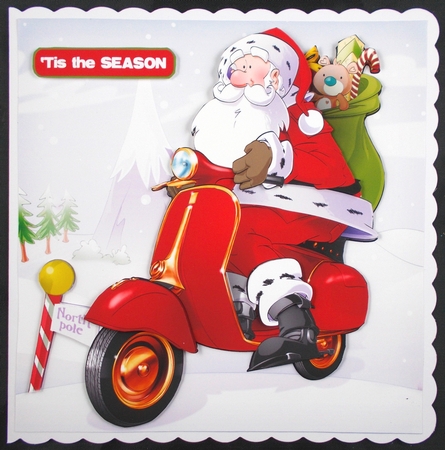 Moped Santa 8x8 Quick Card by Linda Short