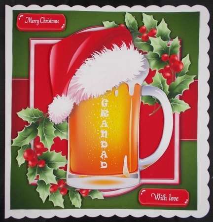 Festive Pint Of Beer 8x8 by Linda Short