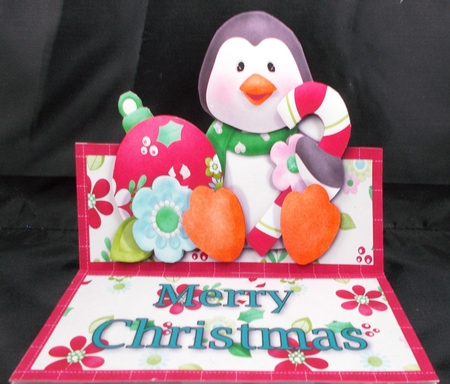 Christmas Penguin 3D Decoupage Easel Card Kit by Linda Short