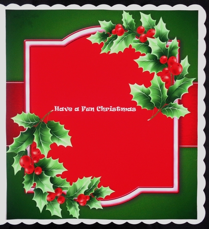 Red & Green Holly Insert Blank 8x8 by Linda Short