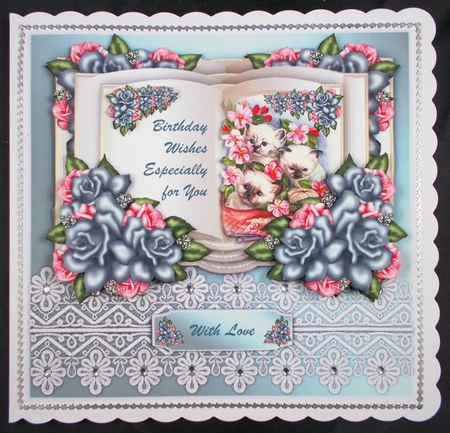 3 D  Kittens Book Vintage Roses 2 by Linda Short