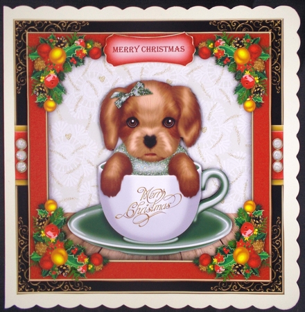 Christmas Teacup Puppy1 Mini Card Kit by Linda Short