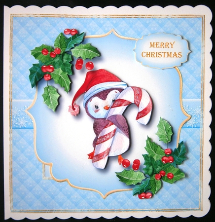 Merry Penguins - Candy Cane 8x8 by Linda Short