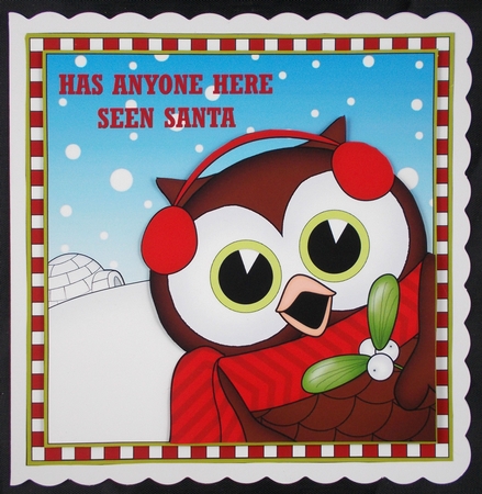 8 x 8 Scalloped Corner Topper - Cute Fun Little Hoot Owl by Linda Short