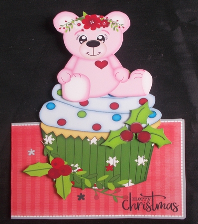 Christmas teddy - shaped card by Linda Short