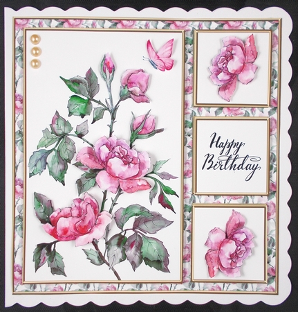 Lovely Watercolor Roses Birthday Topper - Card #1 by Linda Short