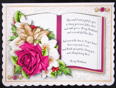 Open Book Christmas Floral 3 by Linda Short