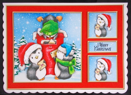 Cute Penguins Mailing Letters To Santa (Red) by Linda Short