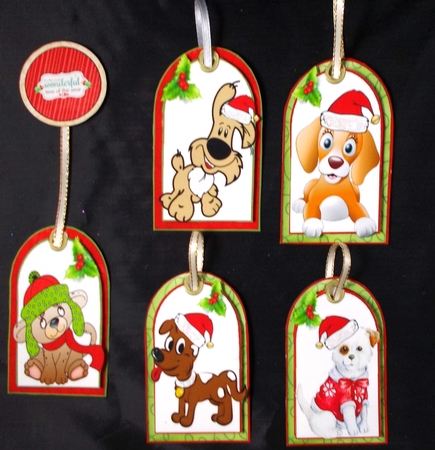 set of ten dog Christmas gift tags by Linda Short