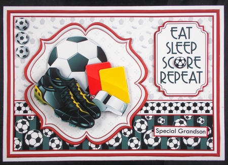 FOOTBALL RED A5 Decoupage or Pyramage & Insert Card Kit by Linda Short