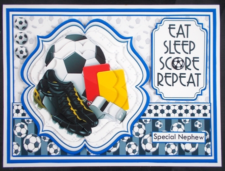 FOOTBALL BLUE A5 Decoupage or Pyramage & Insert Card Kit by Linda Short