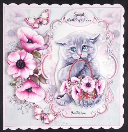 Just For You Cat with Floral Basket Mini Page Kit by Linda Short