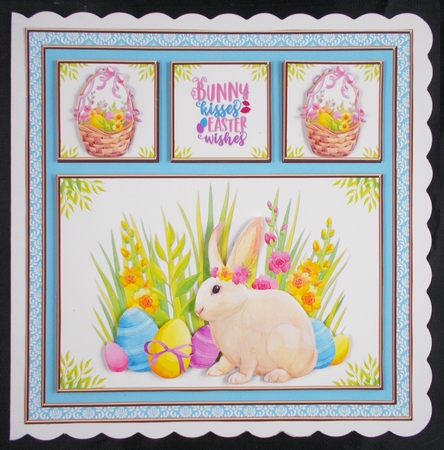 Bunny Kisses Easter Card Topper (Blue) by Linda Short