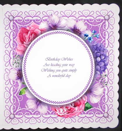 Beautiful pink & purple watercolour insert blank 8x8 by Linda Short