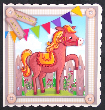 Cute Farmyard Horse 8x8 by Linda Short