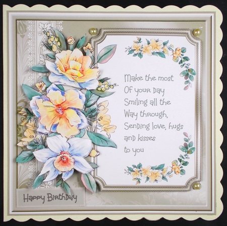 Springtime flowers 7x7 card by Linda Short