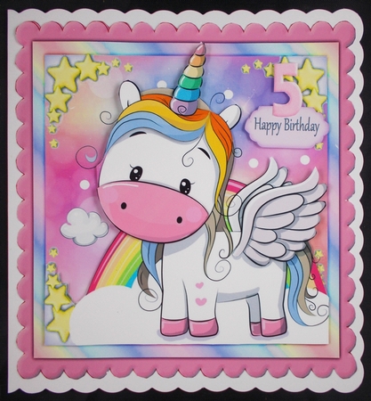 Beautiful Unicorn With Rainbow 8x8 by Linda Short