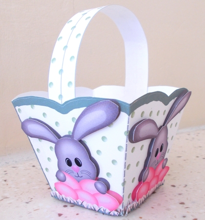 EASTER BASKET 1 - BUNNIES WITH EGGS by Linda Short