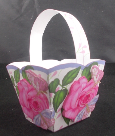 EASTER BASKET 1 - BUTTERFLIES ON ROSE by Linda Short