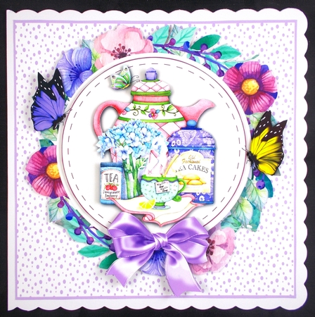 TEA TIME TOPPER W. DECOUPAGE by Linda Short