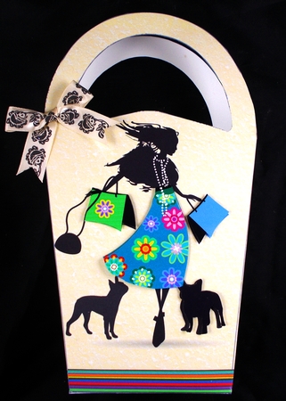 LARGE ROUND TOP GIFT BAG - RETAIL THERAPY 2 by Linda Short
