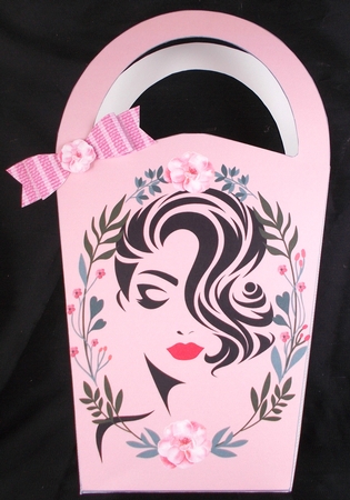 LARGE ROUND TOP GIFT BAG - LIPSTICK LADY 1 by Linda Short