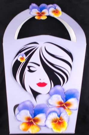 LARGE ROUND TOP GIFT BAG - LIPSTICK LADY 4 by Linda Short