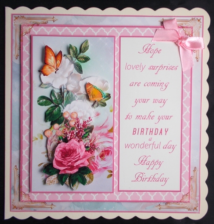 Birthday Wishes Vintage Decoupage 7x7ins Topper 2 by Linda Short