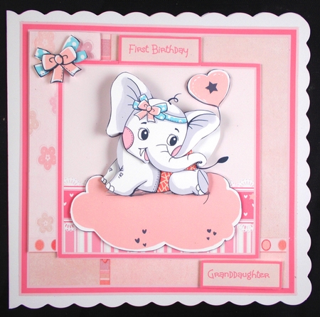 Baby elephant 7x7 card by Linda Short