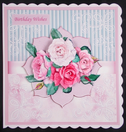 Rose cluster 7x7 card by Linda Short