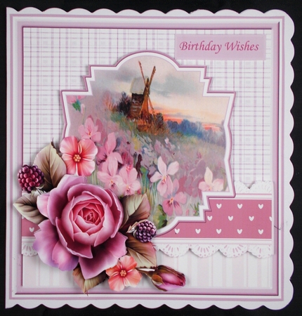 Sunrise at the windmill 7x7 card by Linda Short